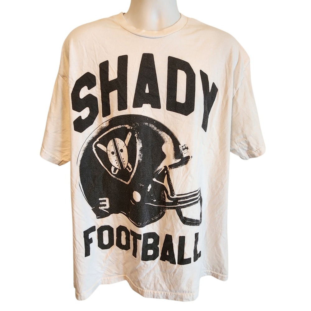 Eminem Shady Football Double Sided Graphic T Shirt Mens 2XL White Rap Tee